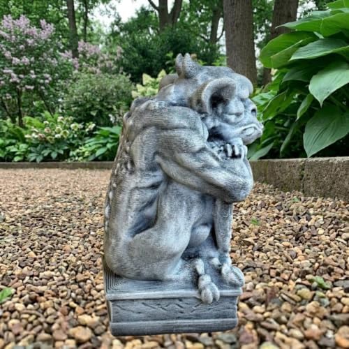 OLOMA Guardian Gargoyle Concrete Garden Statue Gothic Beast Sculpture Outdoor Lawn Yard Decor Handcrafted Cement Mythical Creature Figure Patio Porch Halloween Ornament Fantasy Gift Sculpture - Image 3