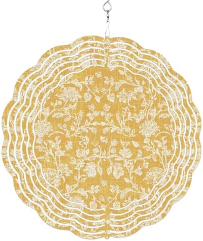 10 Inch Botanical Rose Wind Spinner for Yard and Garden,Vintage Turmeric Yellow Floral Leaf Farmhouse Hanging Ornaments Outdoor 3D Kinetic Wind Sculpture Spinners Indoor Outdoor Patio Décor Gift by Unknown
