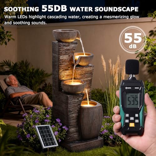 38.2" Tall Solar Powered Water Fountain for Outdoor - Image 4