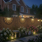 4 Pack Solar Fence Lights Outdoor Wall Lights Plastic Solar Powered Deck Step Stair Lights Mandala Theme Waterproof Fence Solar Light for Garden Post Patio Yard Decor, Gardening Gifts for Women Mom - Image 2