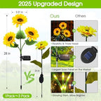 KOOPER Solar Lights Outdoor Garden Decor - Upgraded 6 Pack Solar Garden Lights with 18 Bigger Sunflower Lights, Solar Flowers Outdoor Waterproof for Flower Bed Yard Decor, Gift for Women Mom Grandma - Image 3
