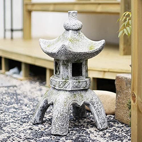 Outdoor Garden Animal Statues Patio Décor, Pagoda Stupa Garden Lantern Ornaments Japanese Style Asian Decor Outdoor Statues Patio Yard Front Porch Collectibles(A,32x32x62cm) - Image 2