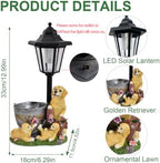 Golden Retriever Statue Outdoor Solar Sculptures with Solar Lantern and Flowerpot Funny Garden Decor Dog Figurines Resin Outdoor Statues for Patio Yard Lawn Balcony Grandma Mom Gifts - Image 2