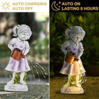 Little Girl Statue with Solar Lights Resin Art Sculpture Decoration for Outdoor, Garden Patio Decoration, Children's Day, Best for Child - Image 2