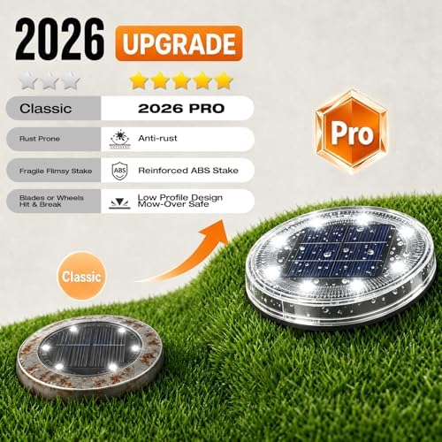 vighep 24 Pack Solar Ground Lights, 2.8 inch Flat Solar Light Outdoor Waterproof, Anti Rust, Low Profile Led Solar Powered Disc Lights Landscape Lighting for Yard,Walkway,Lawn,Path - Cool White - Image 2