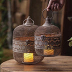 Moroccan Style Metal Mesh Candle Holder with Ring Handle - Image 7
