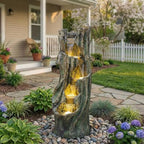 Outdoor Tree Waterfall Fountain with LED Lights,Freestanding Tree Design Garden Water Feature,Polyresin Construction,Easy Setup for Patio Backyard Lawn Porch by Unknown