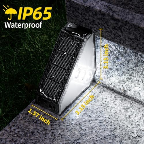 ROSHWEY Solar Step Lights for Outside Waterproof, 8 Pack Outdoor Deck Steps Lights, Triangle Solar Stair Light for Outside, Front Porch, Dock, Backyard, Path, Walkway, Patio Decor, Cool White - Image 5