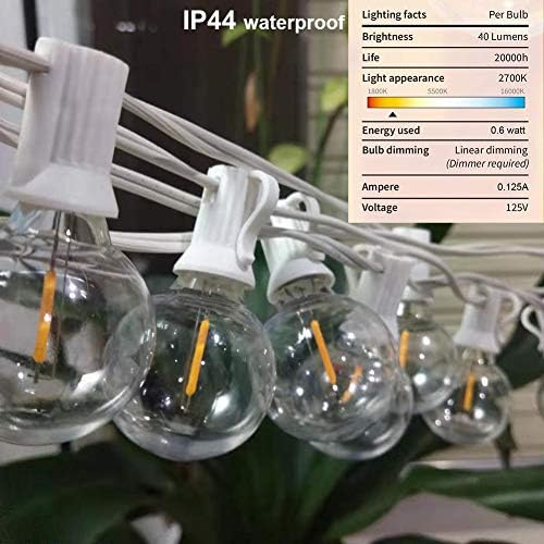 25Ft LED String Lights with 27 Shatterproof LED Clear Globe Bulbs, Indoor&Outdoor String Lights for Patio, Garden, Backyard, Bistro, Pergola, Tents, Gazebo Decor, White Wire - Image 5