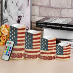 Retro American Flag Flameless Candles with Remote Timer Battery Operated Fake Candles Color Changing Electric Pillar LED Candles Bulk Set of 4 - Image 4