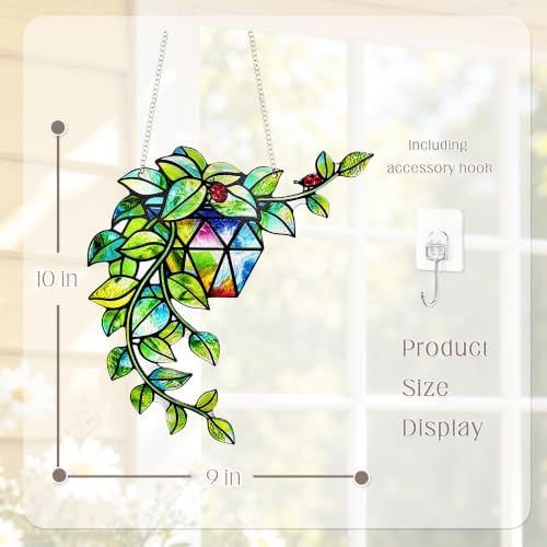 Plant Suncatcher Glass, Stained Glass Suncatcher Plant Window Hanging, Unique Nature Lover Gifts Leaf Idea - Image 3