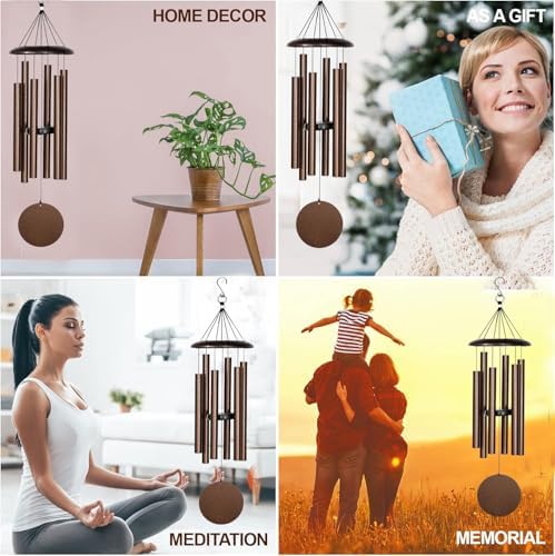 Wind Chimes 32" Inches to Suitable for Outdoor, Garden, Patio Decoration. Classic Black Wind Chimes with Wind Catcher Suitable as A Gift for Unisex Soothing Melodic Tones with Mute Option (Copper) - Image 5
