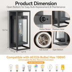 14" Motion Sensor Outdoor Wall Lights Fixture, E26, Black, 2-Pack - Image 5