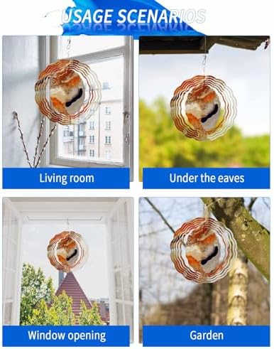 Wind Spinners for Yard and Garden Abstract Orange White Brown Marble Wind Spinner Modern Art 3D Hanging Metal Stainless Steel Wind Sculptures Indoor Outdoor Patio Decor Ornament 12 Inch - Image 4