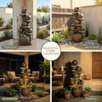 Bumilgar 5-Jug Rock Outdoor Water Fountain with LEDs, 60 in - Image 6