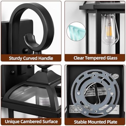 Black Outdoor Lights Wall Mount House Anti-Rust Aluminum - Image 6