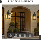 Emliviar 22" Black Industrial Wall Lantern, Weatherproof Outdoor Wall Mount Lamp Light Fixture with Water Ripple Glass, DE279B-M BK-WP - Image 4