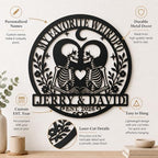 Personalized Skeleton Couple Metal Sign, Gothic Romantic Wall Art, Custom Skull Lovers Gift for Couples, Skeleton Rose Wall Sign, Metal Anniversary Wedding Decor - Image 2