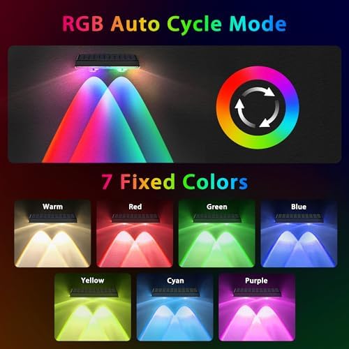 Solar Fence Lights Outdoor - 20 Pack RGB Fence Lights Solar Powered, 7 Color Modes & Warm White, IP67 Waterproof Dusk to Dawn Solar Powered Lights 12+ Hours for Fence/Backyard/Wall/Step/Patio/Deck - Image 2