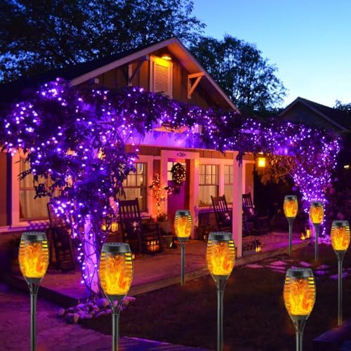 Solar Lights Outdoor,10 Pack Flame Flickering Lights,Weatherproof Torch Lights,Landscape Lighting,Perfect for Garden,Patio, Pathway Decor - Image 5