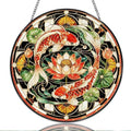 9.84 Inch Stained Glass Window Hanging Koi Fish and Lotus Sun Catchers Oriental Zen Harmony Suncatchers for Home Porch Garden Indoor & Outdoor Decor by Unknown