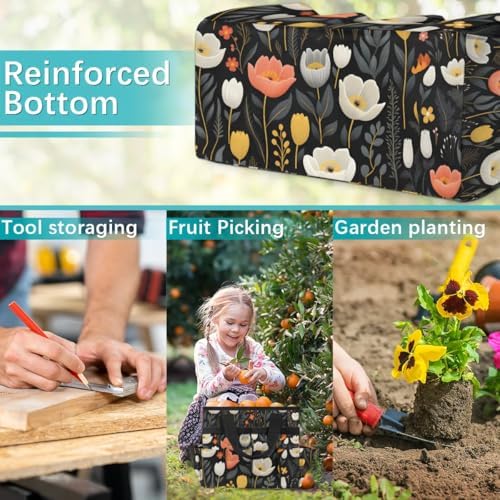 Garden Tool Bag Organizer Garden Tote Bag with Pockets Flower Small Patterned Tool Storage Organizer Gardening Tool Kit Holder 13" x 6.8" x 2.8" - Image 6