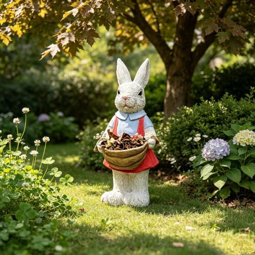 17" Couple Rabbit Statue Flower Pot Resin Garden Outdoor, Pink by Unknown