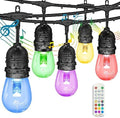 GANA Outdoor String Lights, Patio Lights 96FT Music Flash RGBW Colourful, Safe 12V Low Voltage LED Shatterproof Bulbs Connectable, Heavy Duty Wire IP65 Waterproof Level, for Courtyards Bistro by GANA