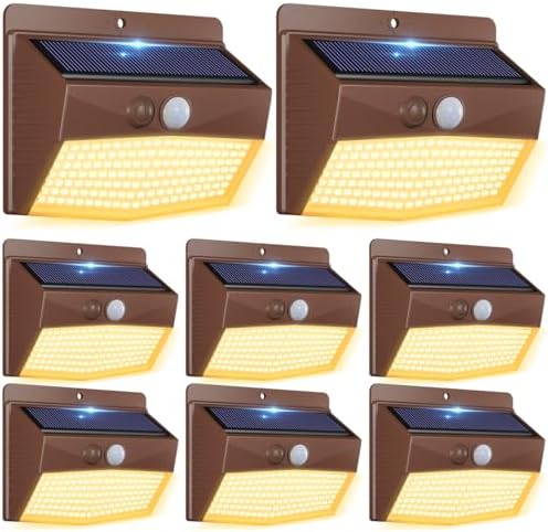 Peasur 8 Pack Solar Motion Sensor Lights Outdoor Waterproof with 3 Modes by Peasur