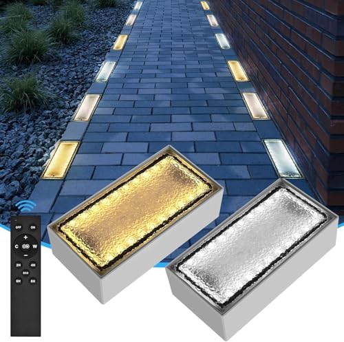 Drart Solar Paver Lights 4x8 Inch, IP67 Waterproof Recessed Brick Pathway Lighting Outdoor for Driveway, Walkways, Patio, Garden, Pavers, Yard (2700K/4500K/6000K, 2 Pack) by Drart