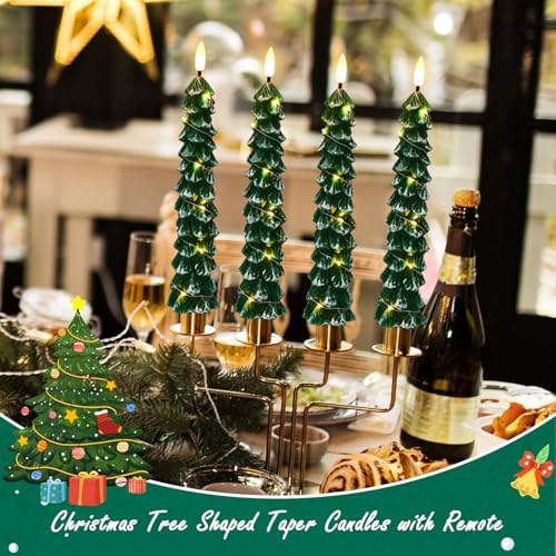 GenSwin Christmas Tree Flameless Taper Candles candlesticks Remote Timer - Image 3