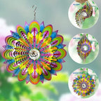 FONMY Mandala Wind Spinner w/Crystal Ball-Bloosom 3D Stainless Steel Suncatcher Hanging Spinners Worth Gift Christmas Decoration Indoor/Outdoor Garden Décor Kinetic Yard Art 12 Inches Wind Sculpture - Image 3