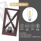 WINGBO 2 Pack Retro Battery Powered Table Lamps, Battery Operated Cordless Lamp Set, Portable Nightlight Decorative Light for Living Room Dining Room Bedroom Entryway Patio Backyard, Walnut Finish - Image 4