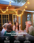 OHLUX Bistro String Lights Outdoor, 50FT Deck Lights with 22 Shatterproof ST38 Vintage Edison Bulbs, 2200K Warm Dimmable Connectable LED Light String for Outside Porch Yard Gazebos Balcony Garden - Image 6