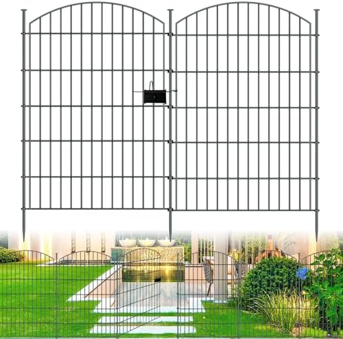 10‑Panel No‑Dig Garden Fence with Gate, 40" H x 23.6'L Outdoor Dog Barrier by richmen