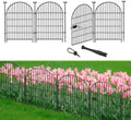 Tall Garden Fence Animal Barrier, 32 in(H) x8.8 Ft(L) 4 Panels Garden Fence with Gate, Dog Fence Outdoor for Yard, Arched Rustproof Metal No Dig Fences for Dogs, Flower Bed Fencing by Okaygardn