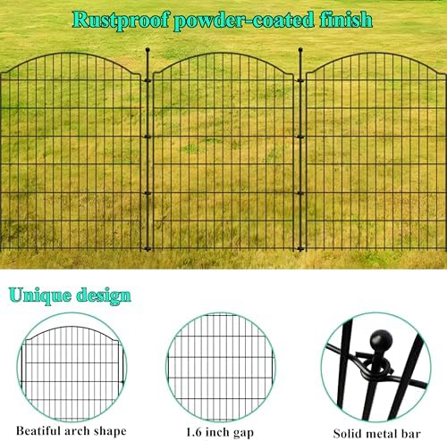 Decorative Garden Fences 40in x 24ft, 10 Pack Outdoor Fencing Animal Barrier Dog Border, Metal Wire Fence Panels for Garden Decor, Flower Bed Edging Borders for No Dig Patio Yard - Image 5