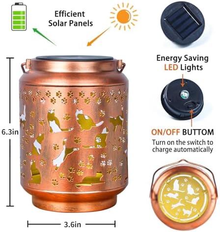 Cat Lover Gifts for Women,Mom,Grandma,Sister,Cat Solar Light , Gift Solar Lanterns for Mother Day Christmas Outdoor Waterproof Lights Led Mason Jar Hanging Lamps Decor for Garden Yard Patio - Image 6