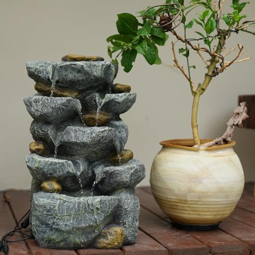Solar Water Fountain Outdoor Cascading Design 5 Tier Feature Fountains - Image 6