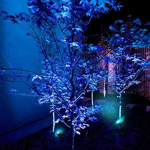 Solar Landscape Lights, 4 LED Solar Spotlights 2 in 1 Waterproof Security Light Solar Lights Outdoor for Tree,Patio,Yard (Blue) - Image 4