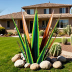 KODIBO 24” Metal Agave Plant Outdoor Decor, Large Yard Art, Vintage Green by KODIBO