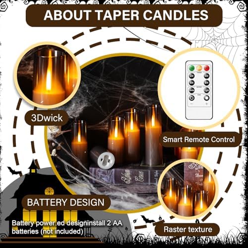 kakoya Flameless LED Candles Upgraded Realistic Flickering Flame,7Pcs Battery Operated Candles with Remote Timers,LED Pillar Candles for Home Decor,Christmas,and Parties（Grey） - Image 4