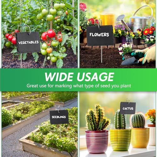 Colingmill 12 Sets Plant Labels Slate Plant Tags Garden Sign Marker Weatherproof Reusable Natural Slate Garden Sign Hanging Tag with Metal Stake and Pen for Outdoor Flower Vegetable(Rectangle) - Image 6