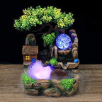 Tabletop Water Fountain,Mini Silent LED Zen Meditation Indoor Outdoor Waterfall Feature Relaxation Simulation Resin Rockery Desktop Fountain Bonsai Fengshui Ornament Decor for Office Home (US) - Image 3