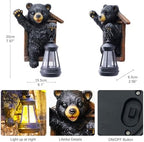 Goodeco Black Bear Tree Hugger with Solar Lantern - Garden Statue for Yard - Image 4