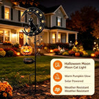 Solar Halloween Black Cat & Pumpkin Moon Metal Garden Stake Light, Waterproof Solar Outdoor Decor, Auto Dusk Light Ornament for Yard Lawn Patio Pathway - Image 6