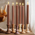 12 Pack, 10" LED Flameless Brown Tan Fluted Ribbed Grooved Taper Candles w/ 2 Remotes & 24h Timer Memory, On/Off Button, Dimmable, Flicker Mode, Battery Operated, Christmas Menorah Wedding by WestIvory