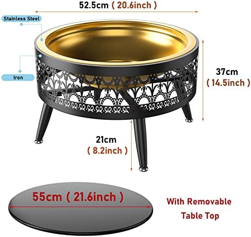 LXLZYXSF Outside Fire Pit Bowl with Table Top, Living Room Coffee Table, Wood Burning Fire Basin for Camping, BBQ, Travel, Bonfire Party, Picnic (Color : ligjt Grey, Size : 52.5cm/20.6inch Wide) - Image 2
