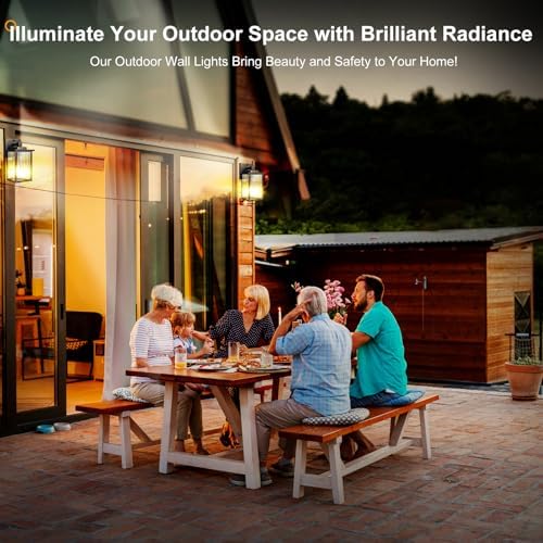 2 Pack Black Brush Gold Dusk to Dawn Outdoor Wall Light - Image 5