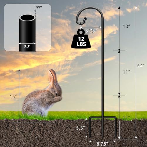 Gtongoko 32 Inch Shepherd Hooks for Outdoor 8 Pack, Adjustable Garden Hooks for Hanging Plants, Lanterns, Solar Lights, Mason Jars & Wedding Decor, Matte Black Decorative Shepherd’s Hooks - Image 3